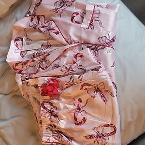 Victoria's Secret Pink and White Candy Cane Pajama Set